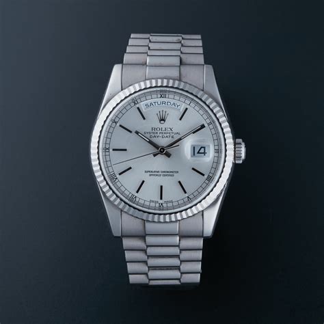 rolex day date oyster perpetual silver roman numerals 1987|oyster perpetual day date rolex.